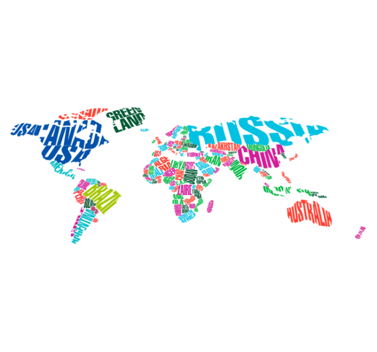 Tapis vinyle carte du monde pays colorés - TenStickers