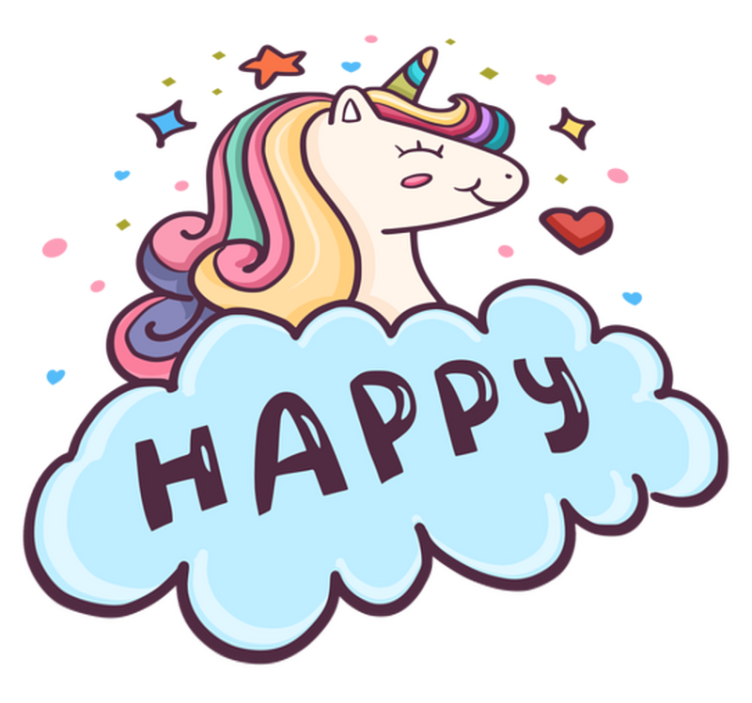 Tapis vinyle pour enfants tête de licorne dans les nuages - TenStickers