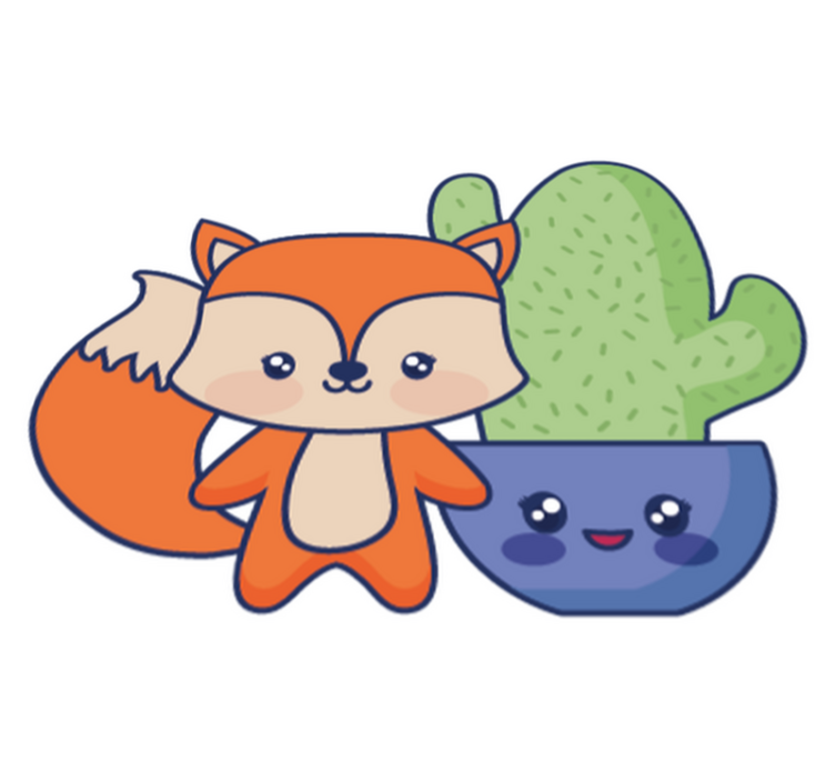 Tapis vinyle pour enfants anime cactus et renard - TenStickers