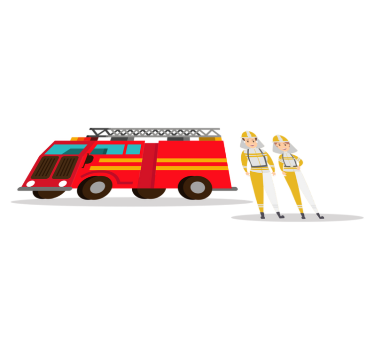 Tapis vinyle pour enfants voiture pompier homme et femme - TenStickers