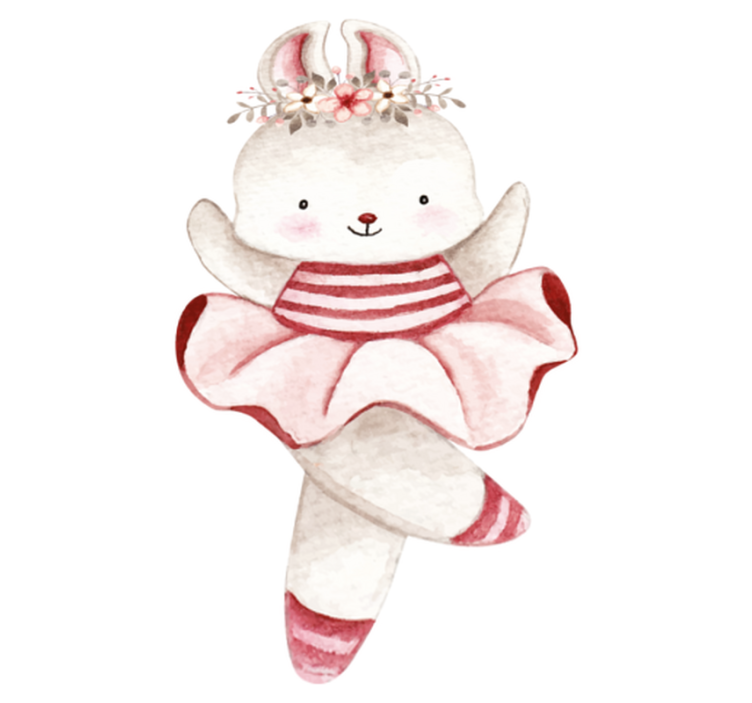 Tapis vinyle pour enfants danseuse lapin en roses - TenStickers