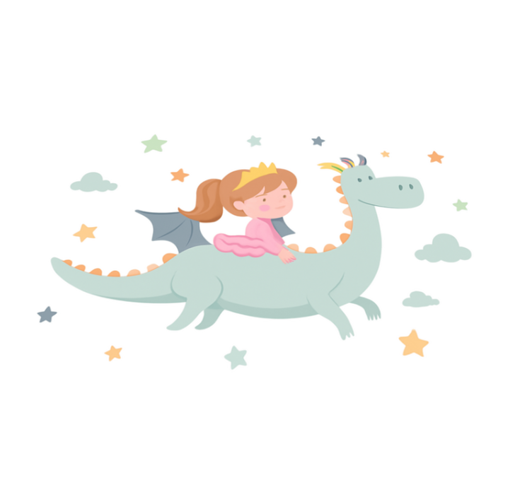 Tapis vinyle pour enfants princesse sur un dragon - TenStickers