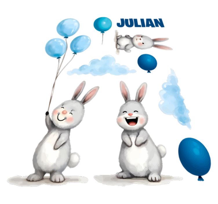 Tapis vinyle pour enfants ballons bleus avec lapins - TenStickers