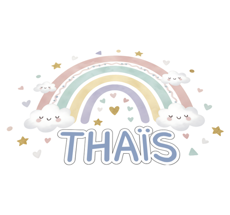 Tapis vinyle pour enfants arc-en-ciel avec prénom - TenStickers