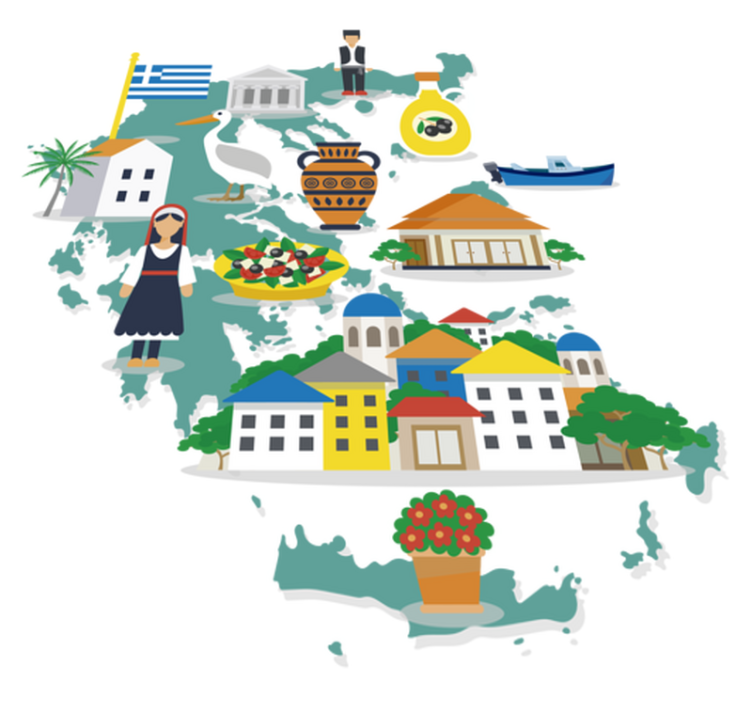 Tapis vinyle carte du monde illustration de la grèce - TenStickers