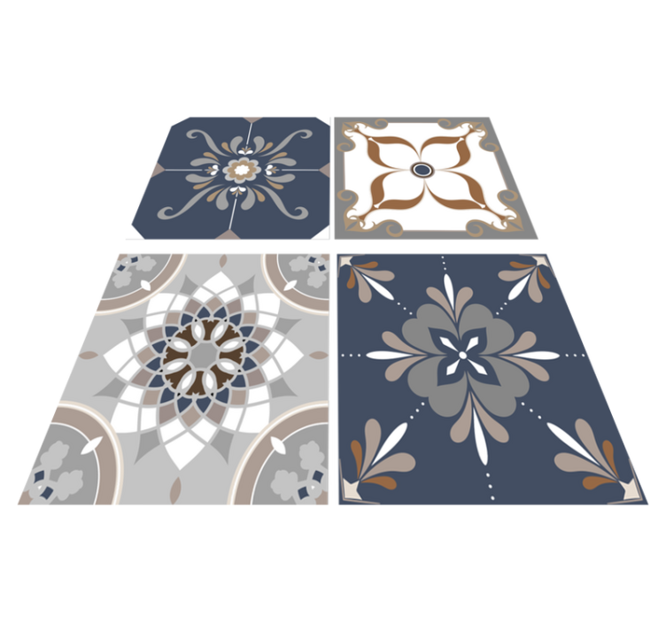 Tapis vinyle salle de bain fleurs classiques - TenStickers
