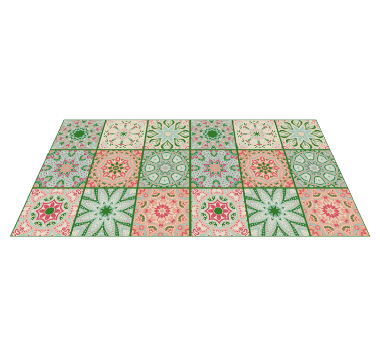 Tapis vinyle salle de bain décoration carrée bleue et verte - TenStickers
