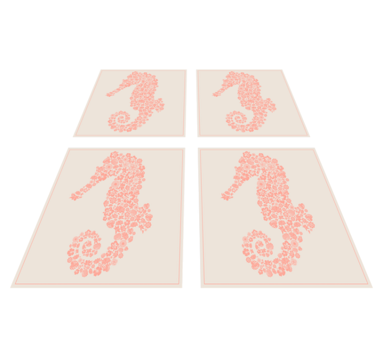 Tapis vinyle salle de bain hippocampe floral - TenStickers