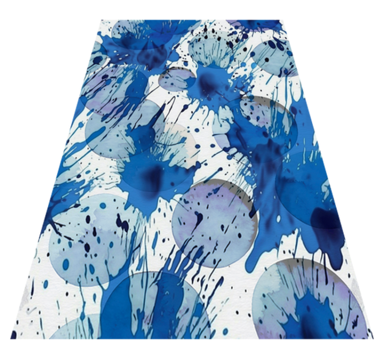 Tapis vinyle salle de bain cercles d'encre bleue - TenStickers