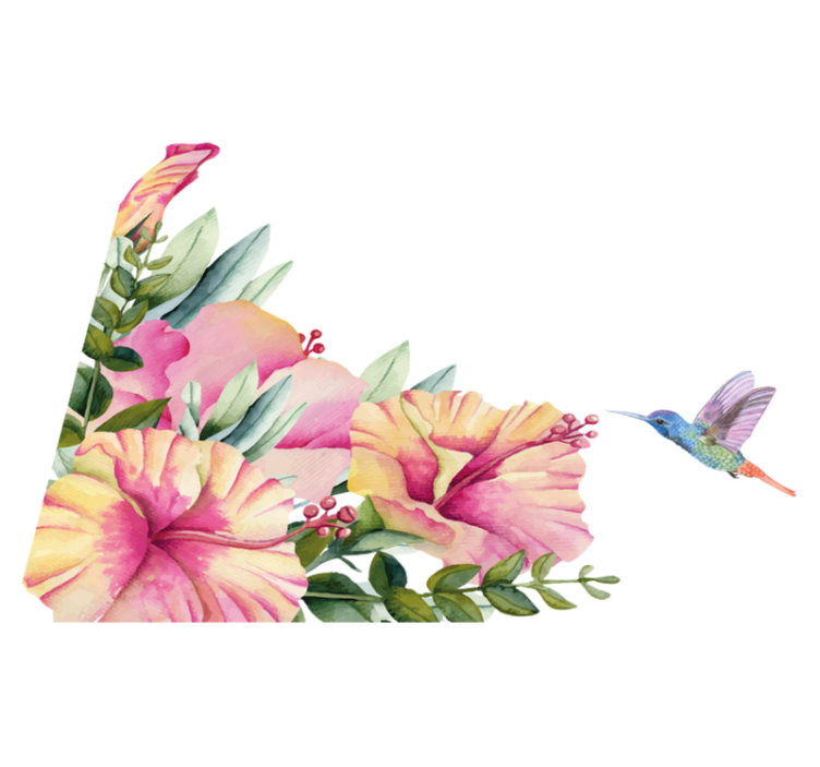 Tapis vinyle salle de bain fleurs avec colibri - TenStickers