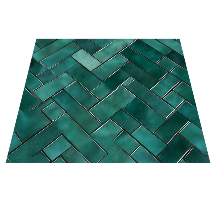 Tapis vinyle salle de bain chevrons verts - TenStickers