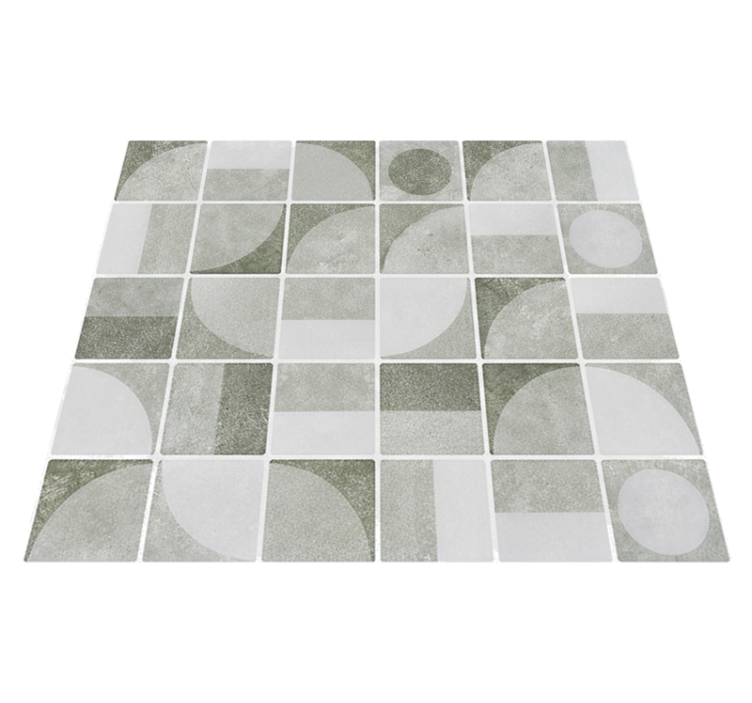 Tapis vinyle salle de bain formes imbriquées gris abstrait - TenStickers