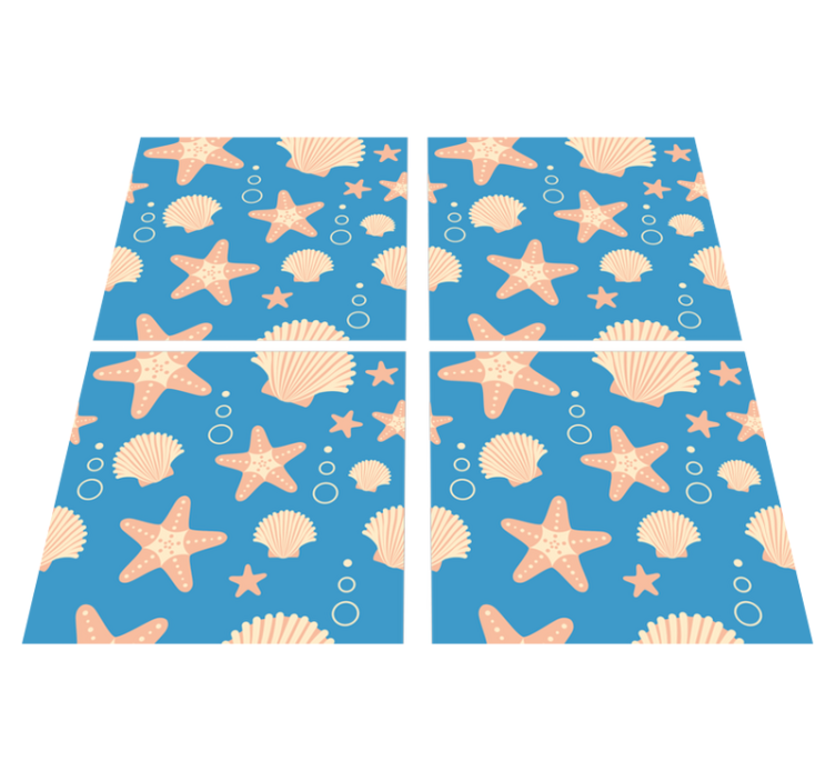 Tapis vinyle salle de bain étoiles de mer et coquillages - TenStickers