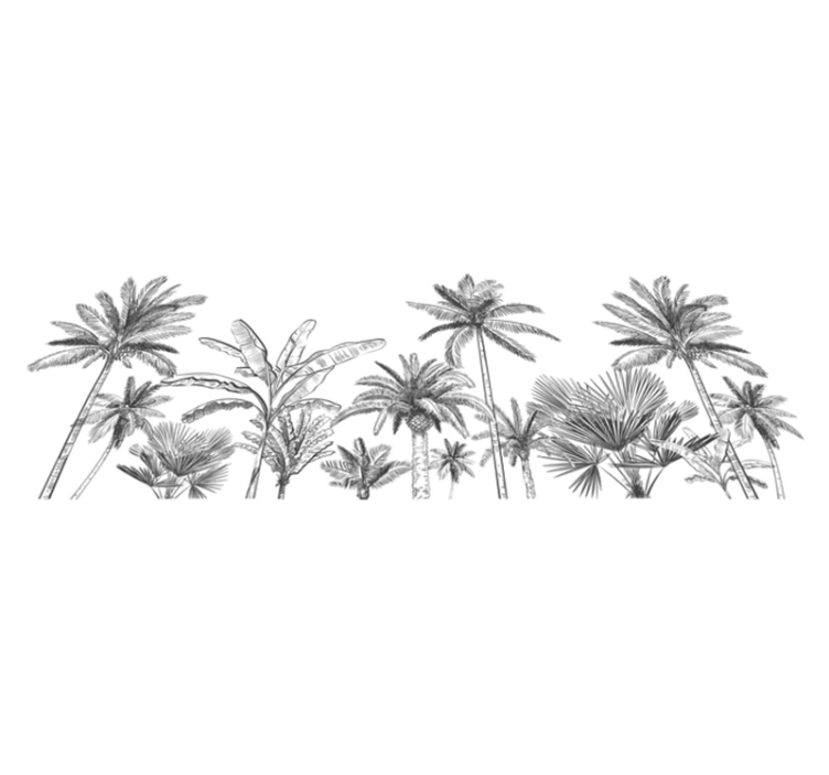 Tapis vinyle salle de bain croquis d'arbres tropicaux - TenStickers