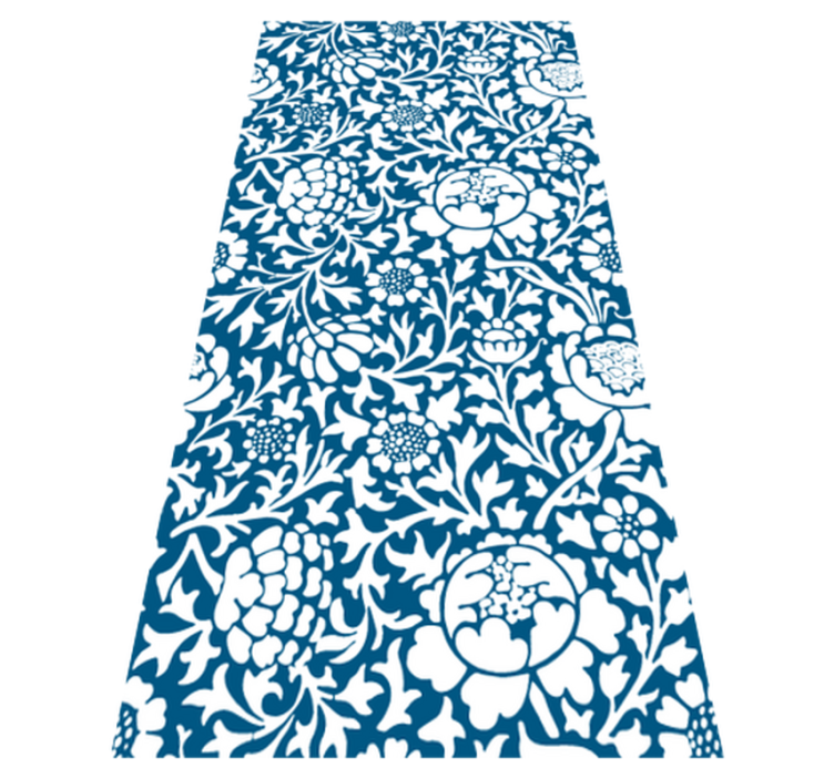Tapis vinyle cuisine flore bleue marine - TenStickers