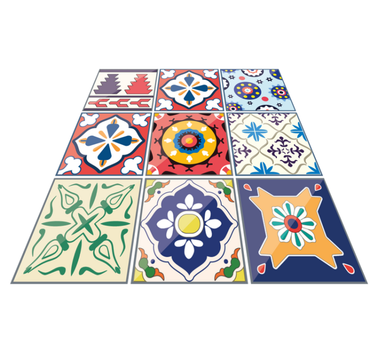 Tapis vinyle cuisine carreaux ornementaux colorés - TenStickers
