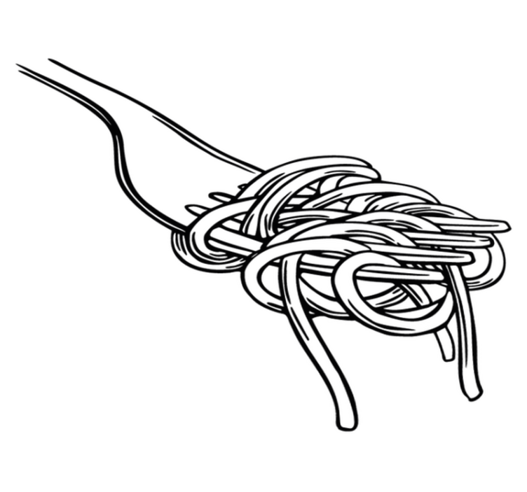 Tapis vinyle cuisine style gravure fourchette spaghetti - TenStickers