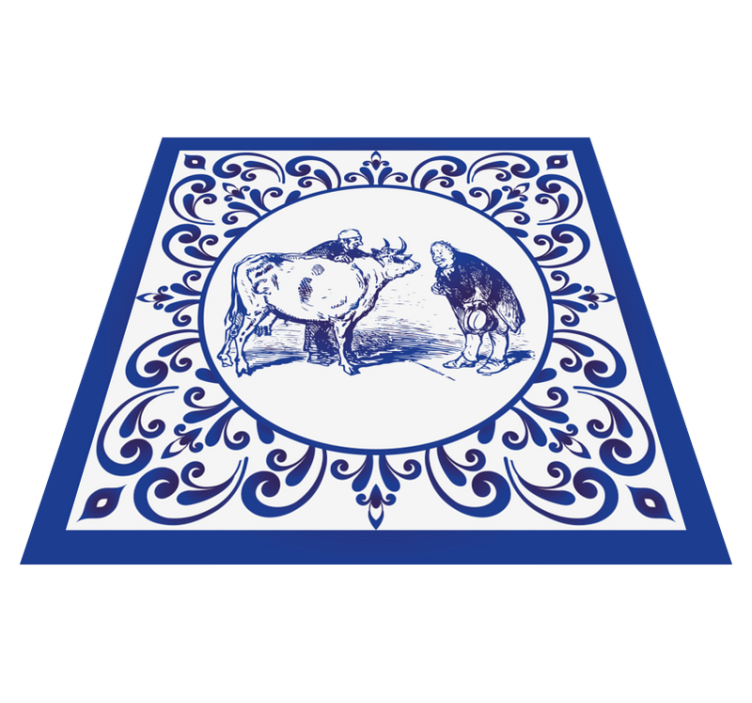 Tapis vinyle cuisine hommes et vaches - TenStickers