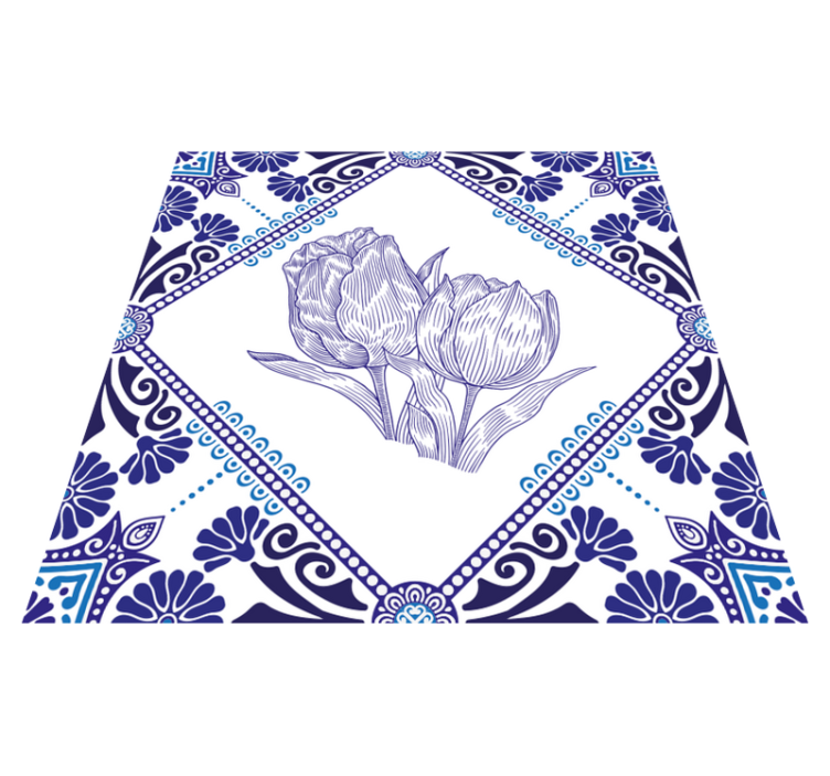 Tapis vinyle cuisine tulipes bleues de delft - TenStickers