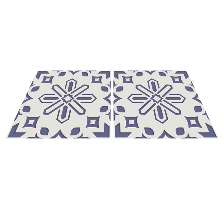 Tapis vinyle cuisine motifs carreaux ciment bleu et blanc - TenStickers