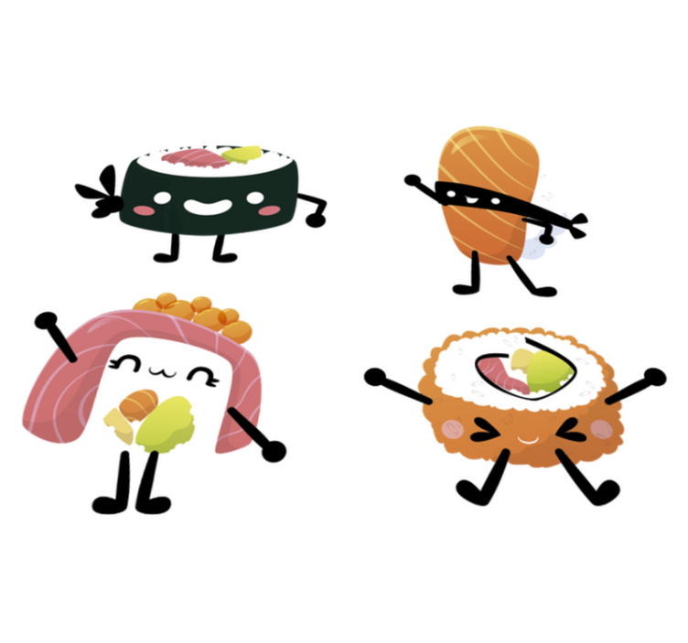 Tapis vinyle cuisine sushi kawaii - TenStickers