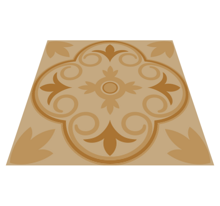 Tapis vinyle cuisine motif floral vintage beige - TenStickers