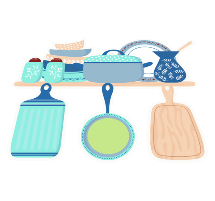 Tapis vinyle cuisine vaisselle en céramique - TenStickers