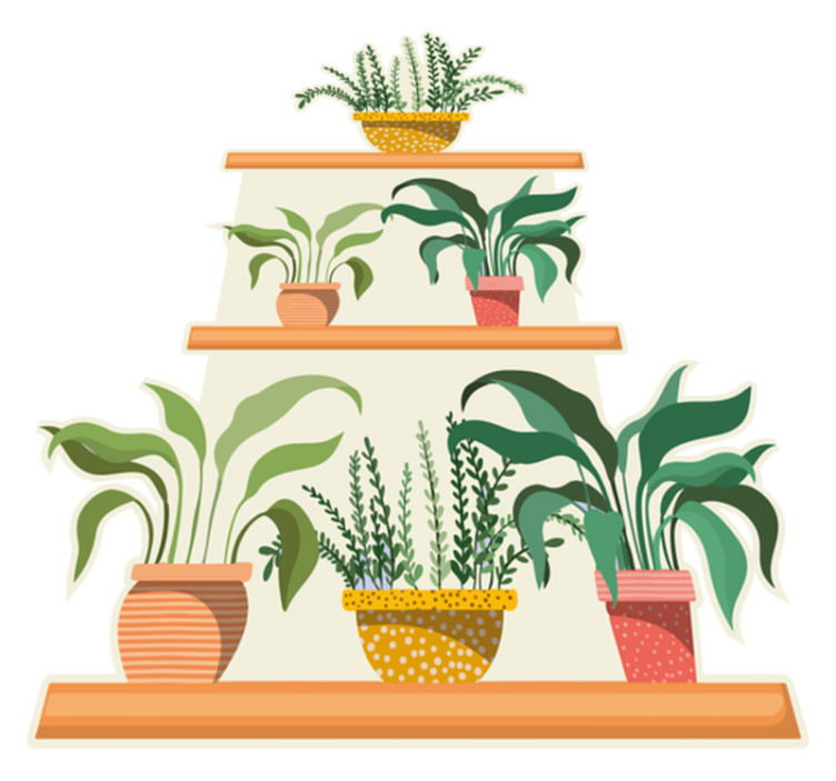 Tapis vinyle cuisine étagère à plantes aquarelle - TenStickers