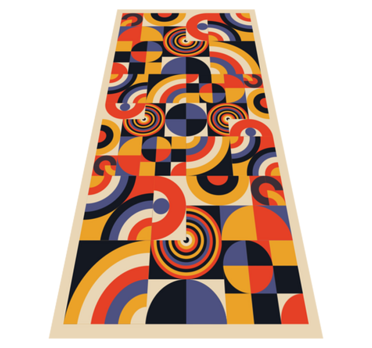 Tapis vinyle cuisine cercles bauhaus colorés - TenStickers