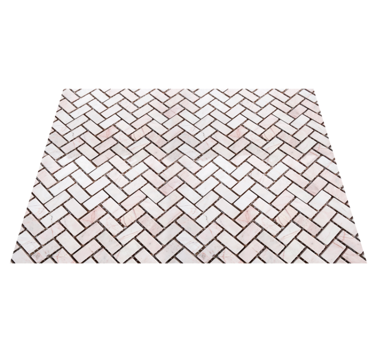Tapis vinyle cuisine carreaux marbre chevrons - TenStickers