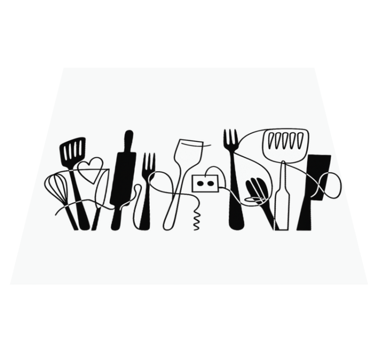 Tapis vinyle cuisine ustensiles de cuisine en ligne - TenStickers