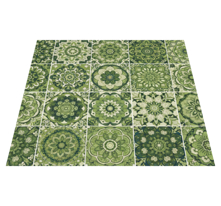 Tapis vinyle cuisine effet kaléidoscope vert mousse - TenStickers