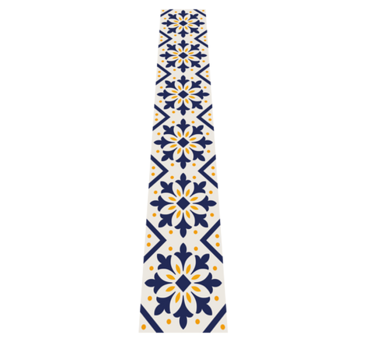 Tapis vinyle cuisine bleu avec carrelage portugais jaune - TenStickers