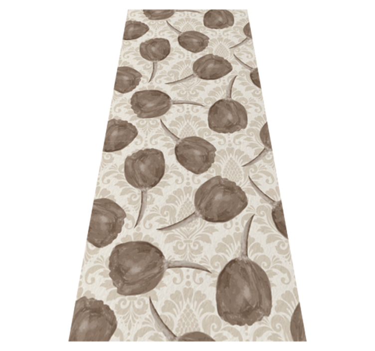 Tapis vinyle chambre motif tulipes grises et acanthes - TenStickers