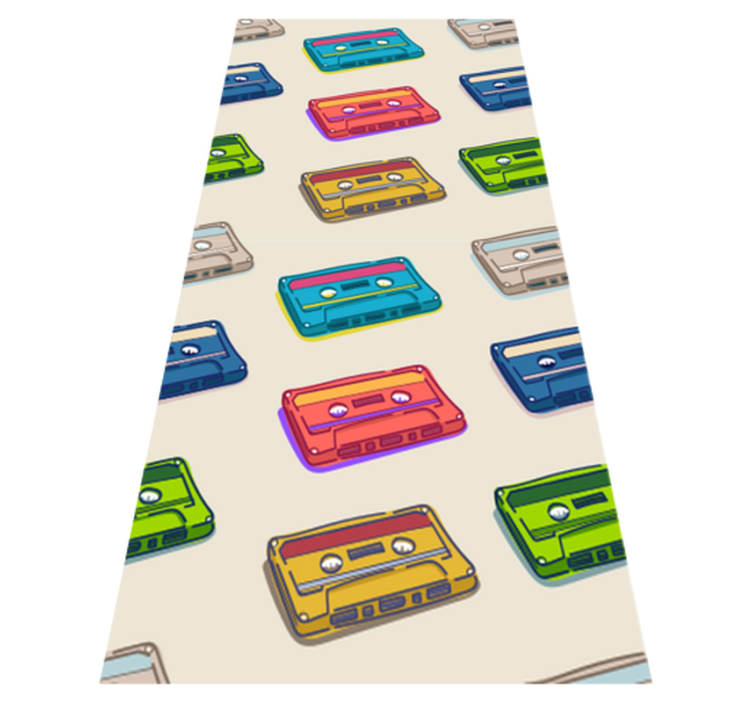 Tapis vinyle chambre motif cassette rétro multicolore - TenStickers