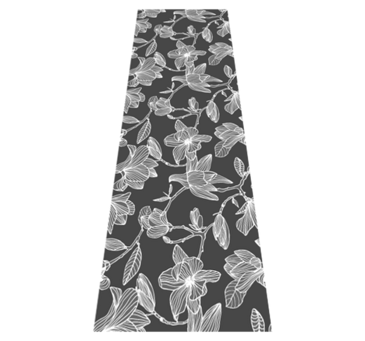 Tapis vinyle chambre design fleurs de magnolia gris et blanc - TenStickers