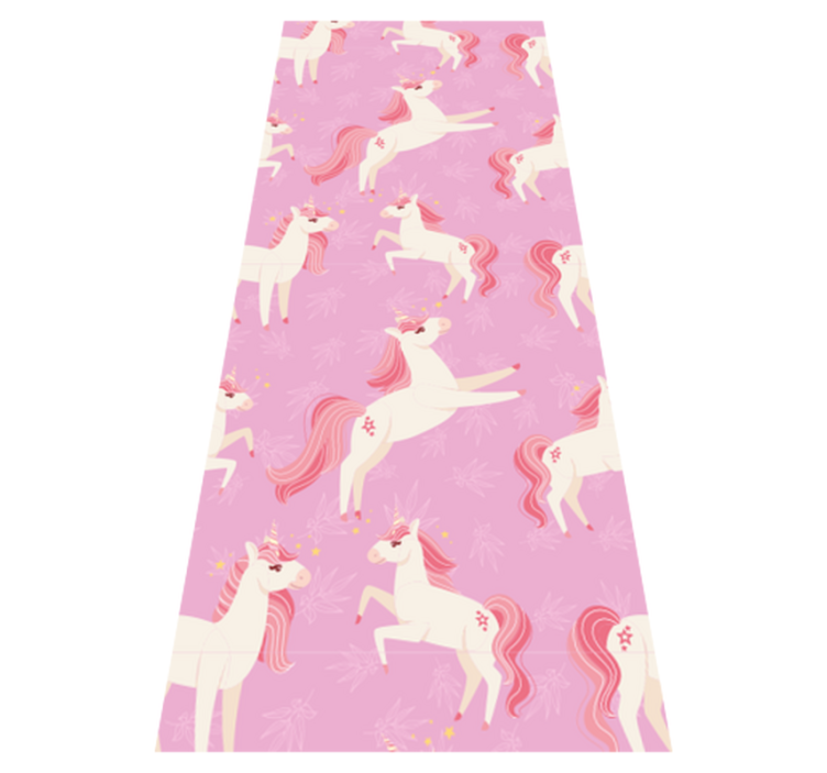 Tapis vinyle chambre licornes pastel avec plantes et fleurs - TenStickers