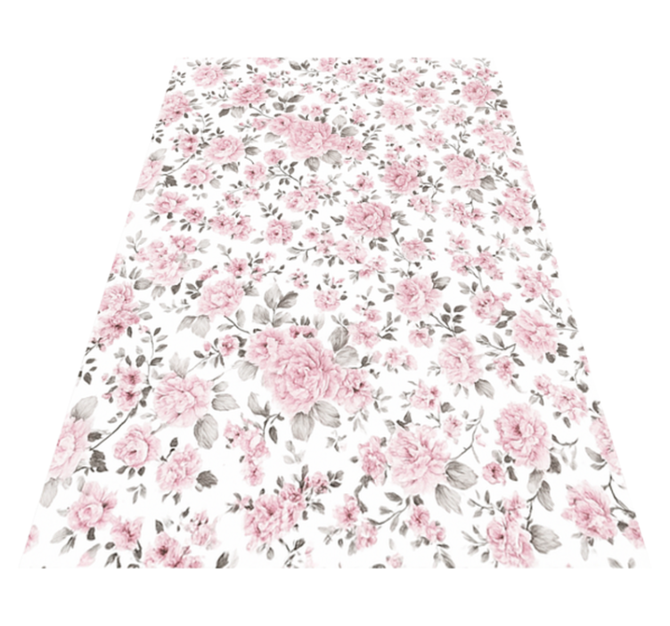Tapis vinyle chambre design fleurs rétro grandes - TenStickers