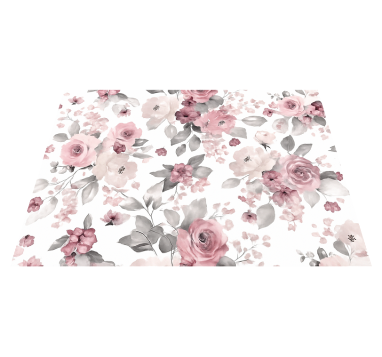 Tapis vinyle chambre motif fleurs délicates grises - TenStickers