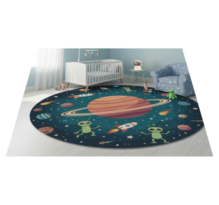 Tapis vinyle chambre illustration ronde aliens amusants - TenStickers
