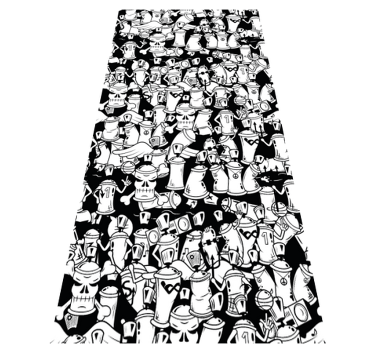 Tapis vinyle chambre aérosols graffiti noir et blanc - TenStickers