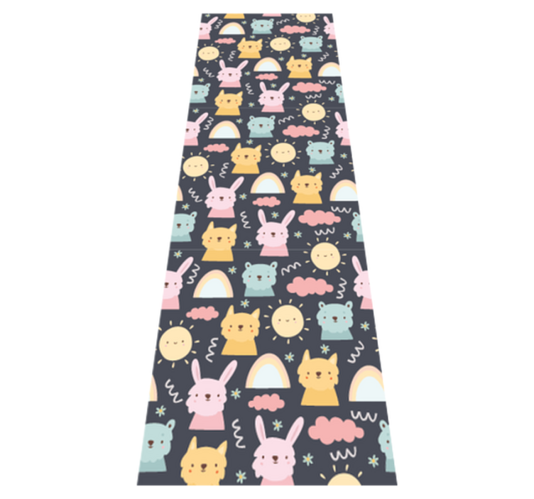 Tapis vinyle chambre animaux et arcs-en-ciel pastel - TenStickers