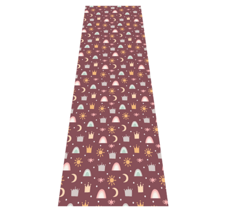 Tapis vinyle chambre motif couronnes étoiles et arc-en-ciel - TenStickers