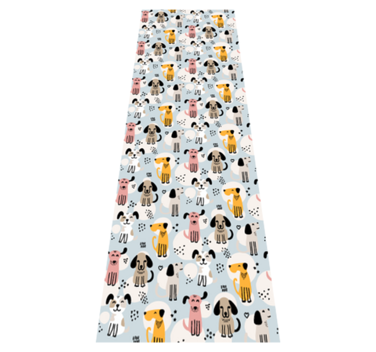 Tapis vinyle chambre chiens multicolores sur fond bleu - TenStickers