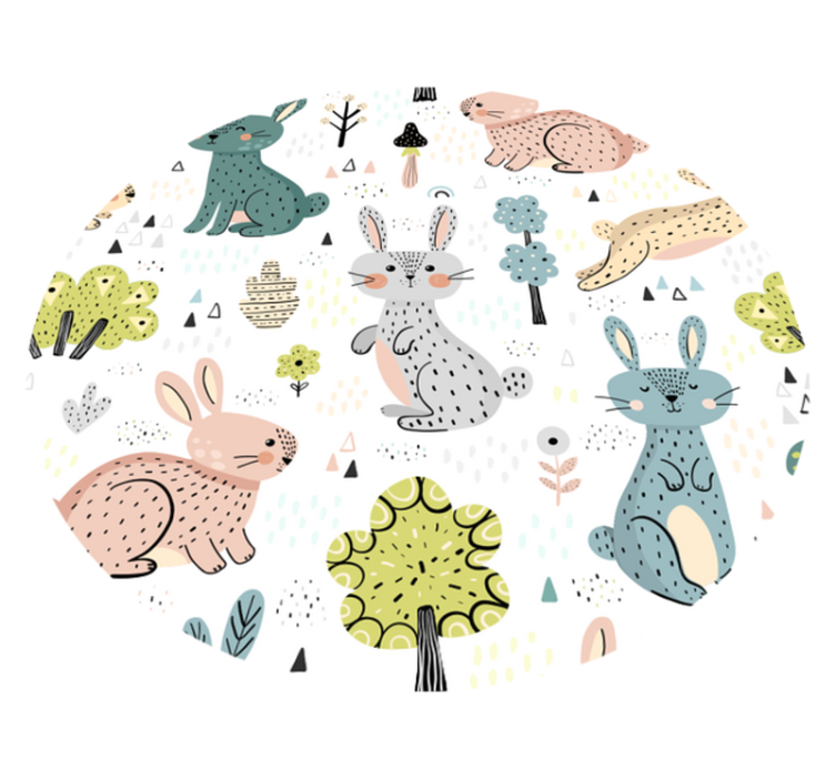 Tapis vinyle bébé illustration de lapin circulaire - TenStickers