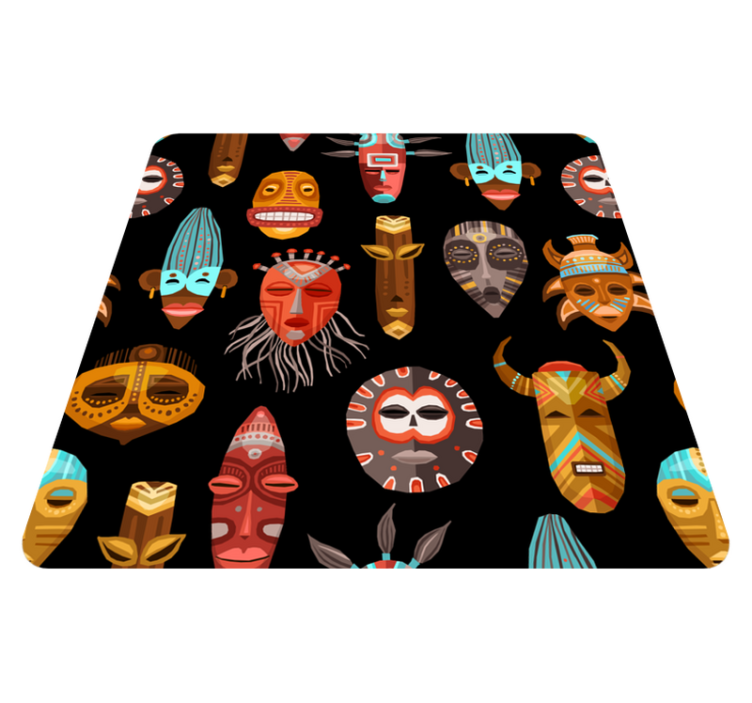 Tapis vinyle salon ensemble de motif de masque tribal - TenStickers