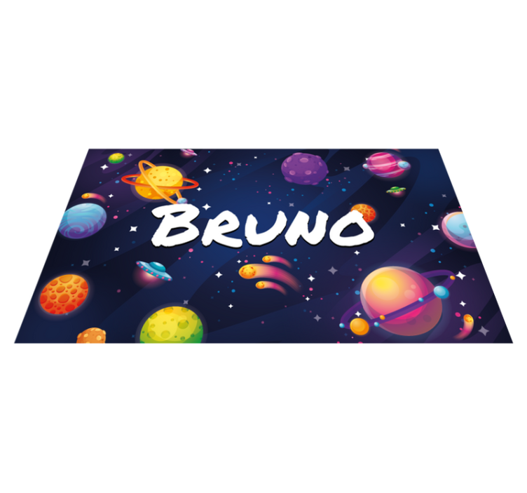 Tapis vinyle univers et planètes avec nom - TenStickers