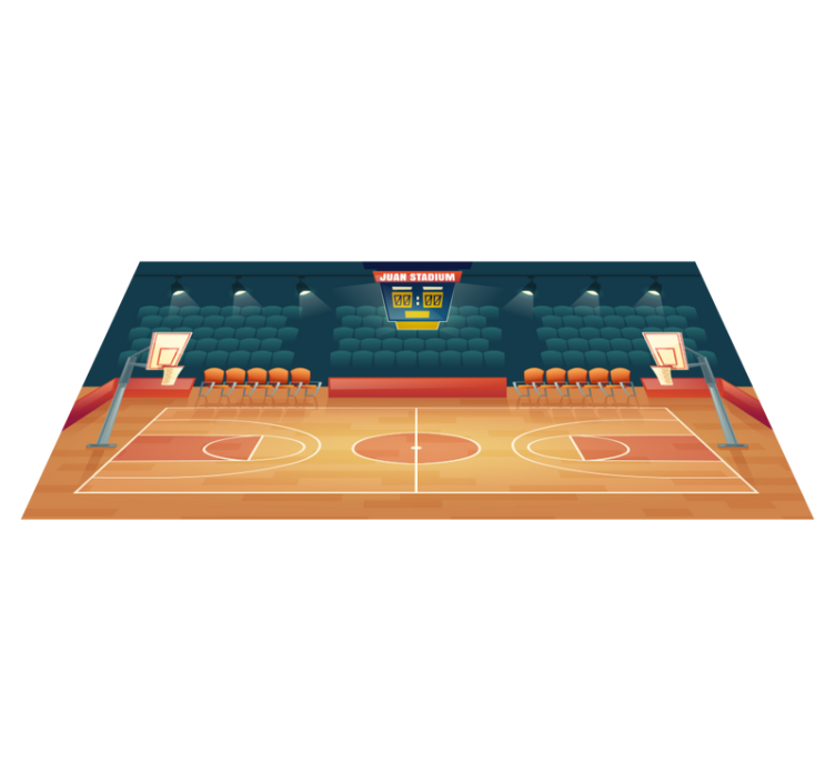 Tapis de vinyle terrain de basket avec nom - TenStickers