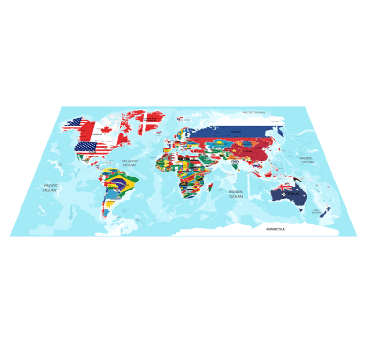 Tapis vinyle carte du monde drapeaux - TenStickers