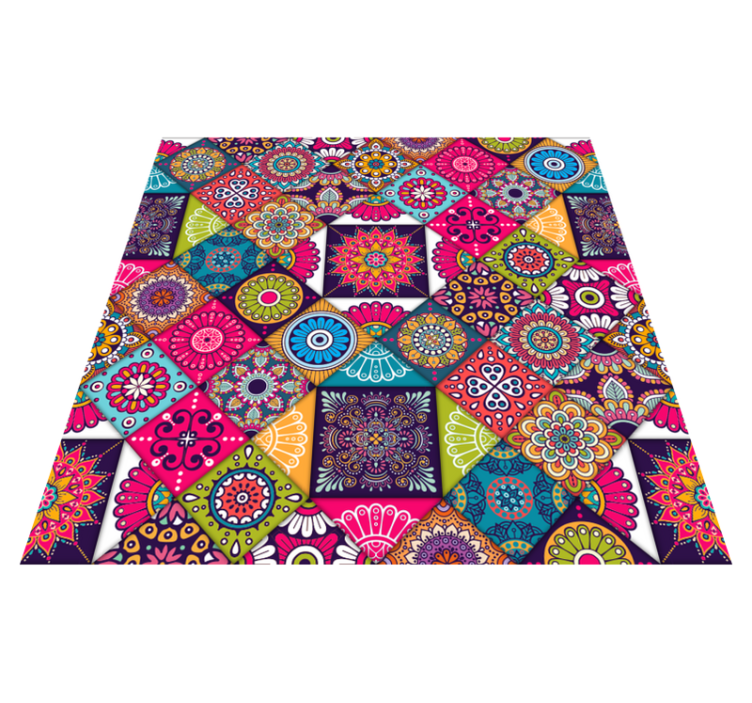 Tapis vinyle salon carreaux mosaïque coloré - TenStickers